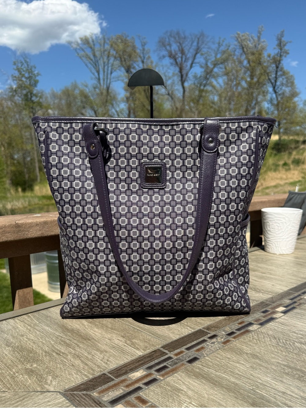 Purple Geometric Tote Bag